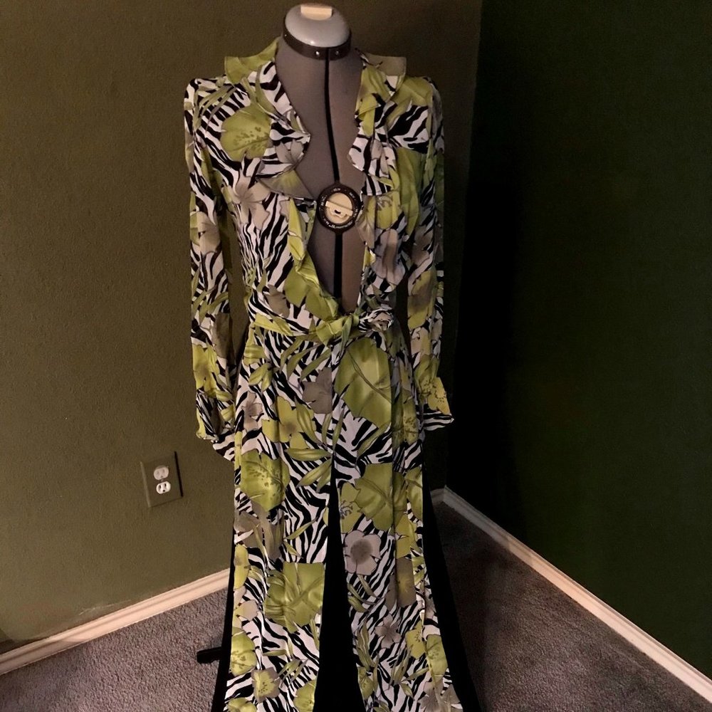 Cache brand 2 piece green/black designer pant suit